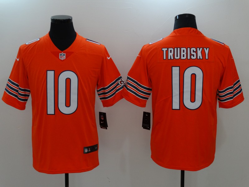 Men Chicago Bears 10 Trubisky Orange Nike Vapor Untouchable Limited NFL Jerseys